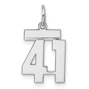 Sterling Silver, Athletic Collection, Small Polished Number 41 Pendant